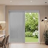 Vertical Blinds for Sliding Glass Doors - Size 78' W X 84' H - Color Grey - Durable Blackout PVC Vinyl Sliding Door Blinds -Upgraded Self Aligning Track for Full Privacy - Includes Valance & Hardware