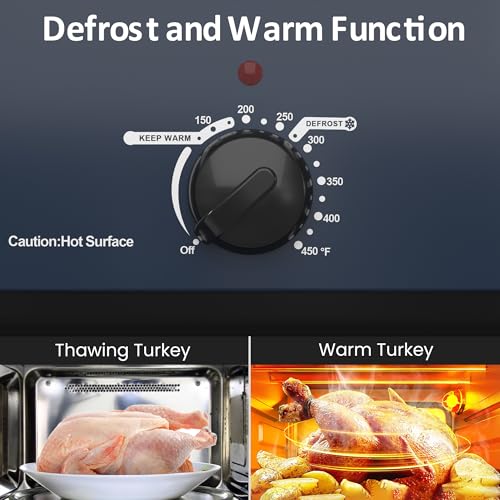 Sunvivi 20QT Roaster Oven, Electric Roaster with 3 Compartments, Turkey Roaster Oven with Self-Basting Lid, Removable Pan & Rack, Defrost & Warm Function, Fit Turkey Up to 24LB, Stainless Steel, Blue