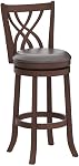 COSTWAY Bar Stools, 360° Swivel Chairs with Rubber Wood Frame, PU Leather Cushioned Seat and Footrests, Modern Barstools for Kitchen Island, Dining Room, Bar (Brown-30 inches, 4 stools)