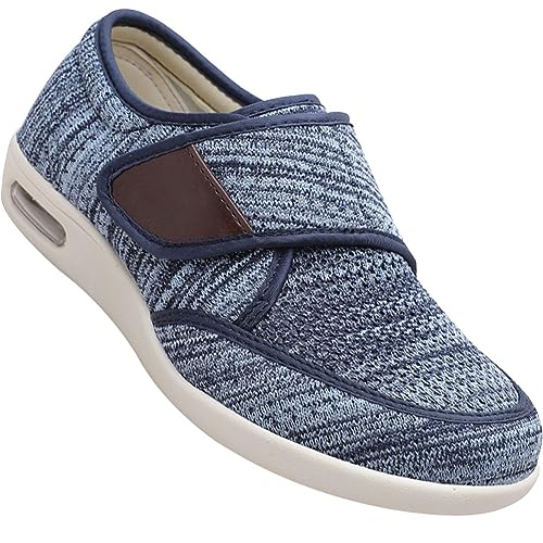 Möge Zapatos para Pies Hinchados Hombre Zapatos deportivos casuales ajustables zapatos de pies hinchados para personas mayores Zapatillas Con Adhesivo Ajustable(Light Blue,40 EU)