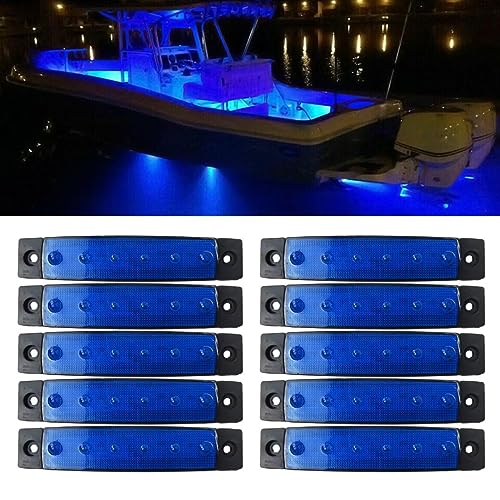 USonline911 10Pcs Blue LED 6 LEDs Pods Rock Underbody Wheel Lights For Jeep Offroad Truck UTV ATV Boat