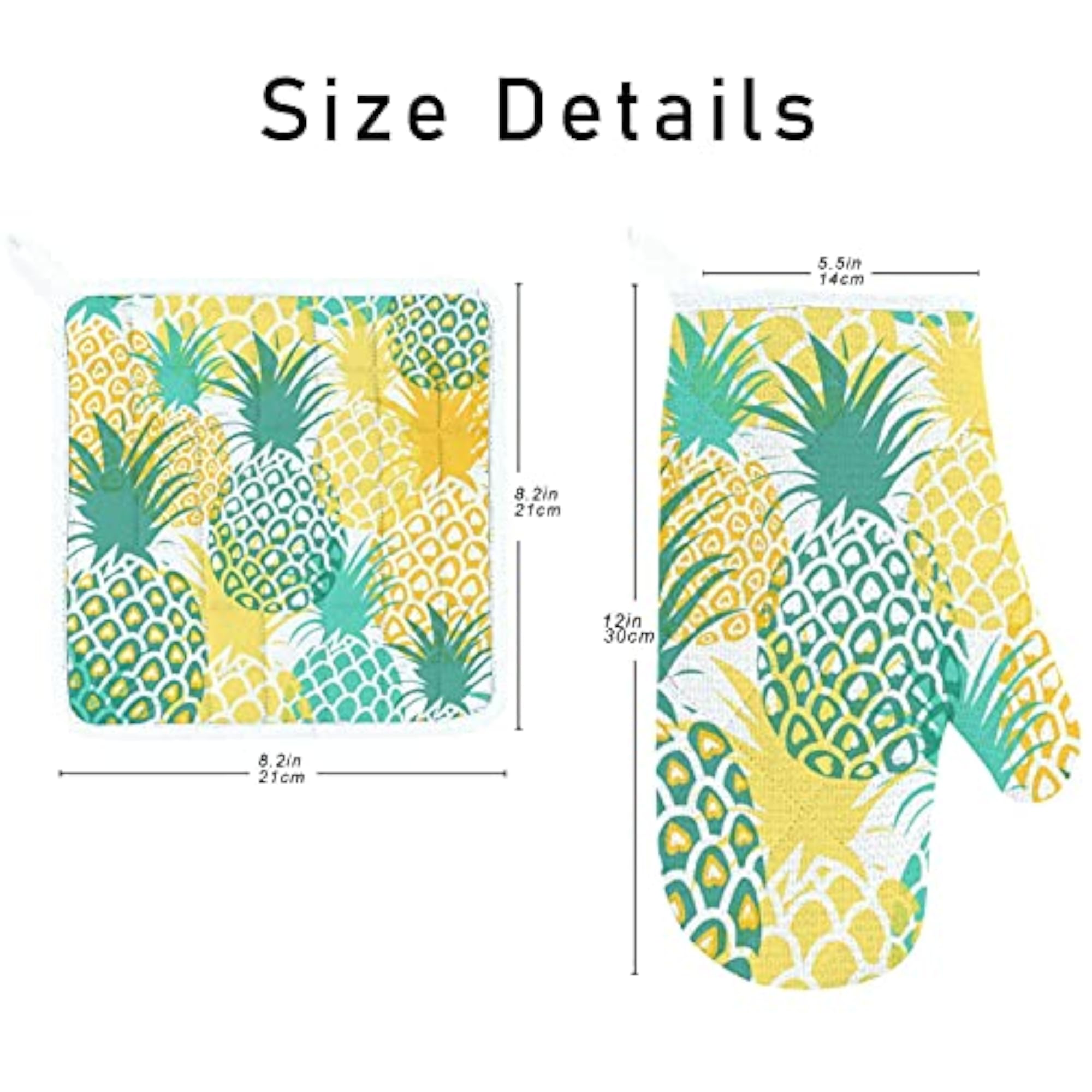 Funny Pineapple Adjustable Apron with Oven Mitt Set