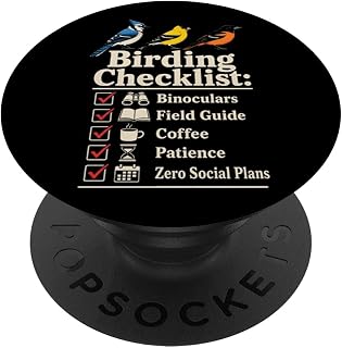 Birding Checklist: Binoculars Field Guide Coffee Patience PopSockets Adhesive PopGrip