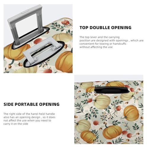 Autumn Pumpkins Leaves Print Luggage Cover For Suitcase,Washable Elastic Travel Suitcase Protector With Zipper Closure And Bottom Buckle – Fits 18-32" Luggage-X-Large3