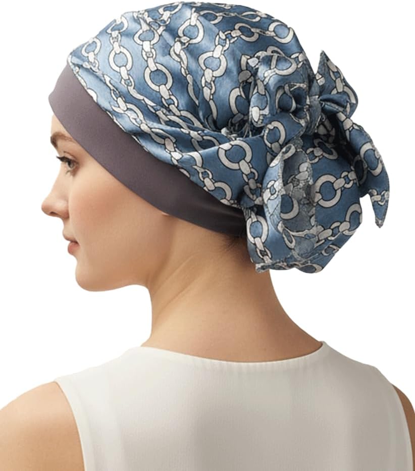 Chemo Headwear for Women,Chemo Caps Lightweight for Summer with Head Scarf,Silky Soft Hair Turbans Fashion image 3