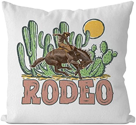 IWXYI Retro Western Rodeo Cowboy Throw Pillow Cover 18X18 Inch,Vintage Country Desert Rodeo Cushion Pillow Case Decoration,Trendy Western Rodeo Decorative Pillowcase for Western Home Decor