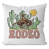 IWXYI Retro Western Rodeo Cowboy Throw Pillow Cover 18X18 Inch,Vintage Country Desert Rodeo Cushion