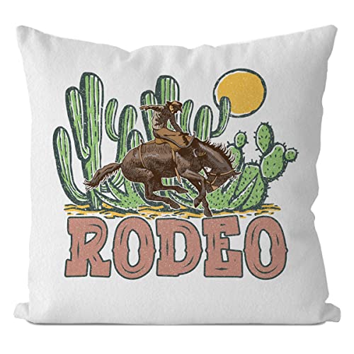 Iwxyi Retro Western Rodeo Cowboy Throw Pillow Cover 18X18 Inch,Vintage Country Desert Rodeo Cushion Pillow Case Decoration,Trendy Western Rodeo Decorative Pillowcase For Western Home Decor #TOP16