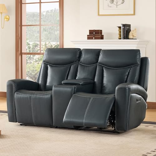 Image of CHITA Zero Gravity Power Reclining Sofa, Loveseat with Console, Navy