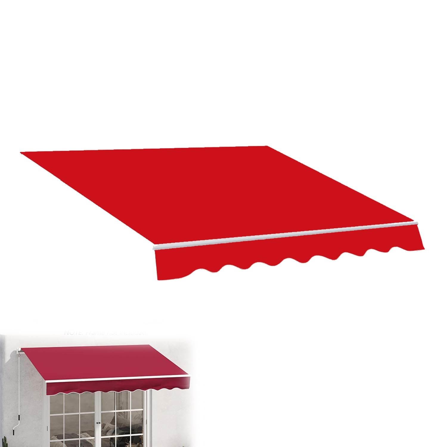 Czyzmdd Rojo Retractable Patio Awning With Red Fabric Valance Outdoor Shelter For Garden Terrace Or Balcony - 15X8 Ft Sunshade Canopy Deck And Backyard