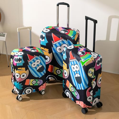 Image of HOKIPO Suitcase Covers for Trolley Suitcase, 220gsm Durable and Washable, Medium (21-22inch) - Funny Monsters (AR-6344-D9)
