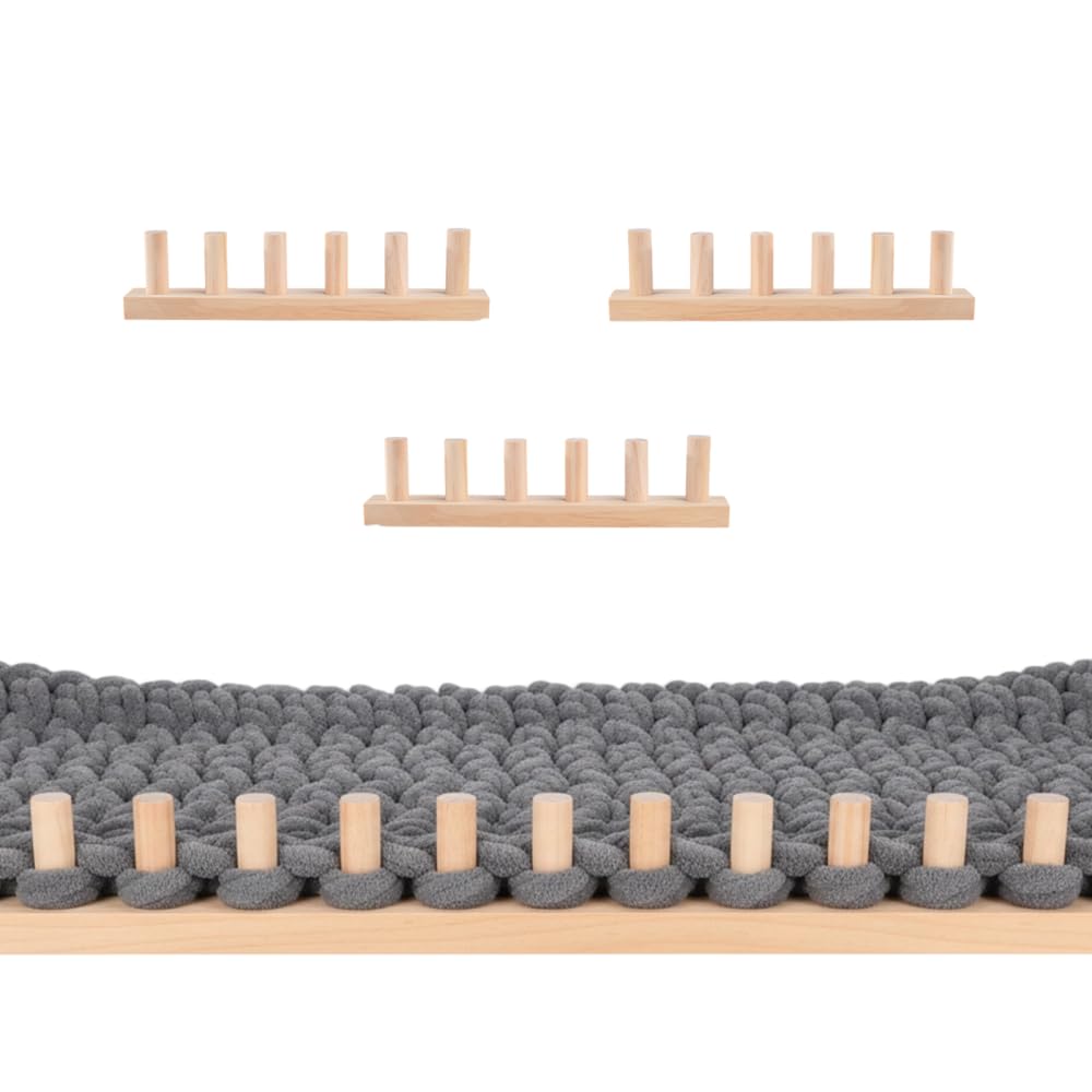 CARPJZ Chunky Blanket Loom, 3PCS Adjustable Size Wood Knitting Loom for DIY Blanket Socks Scarf Hat Craft Hand Knitting Tool