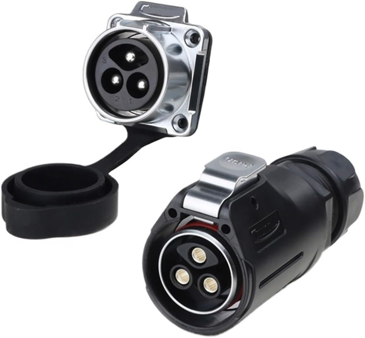 Locking wire LP28 waterproof aviation 2 core 3 core 50A current power fast charging socket(2 core flange)