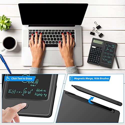 Scientific Calculators With Erasable Writing Tablet, Huijutchen Foldable 10 Digit Desk Calculator, Solar And Battery Powered, Back To School Supplies For Middle School, High School & College Students #TOP3