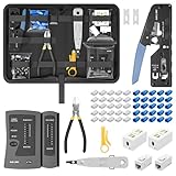 iwillink RJ45 Crimp Tool Kit - Cat6 Cat5e CAT5 Ethernet Crimping Tool Kit with 25x RJ45 Pass Through Connector and Boot, 2X Cat6 Junction Box, 2X Cat6A Coupler,1x Rj45 Crimper - Image 1