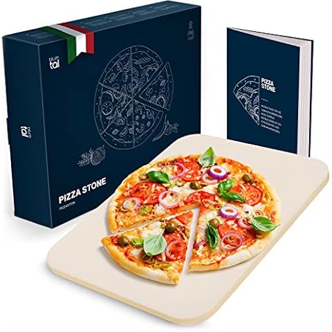 Blumtal Pizzastein - Pizza Stone aus hochwertigem Cordierit für Pizza wie beim Italiener, hitzeresistent bis 900 °C, Pizzastein für Backofen und Grill, auch als Backstein für Brot und Flammkuchen Cover