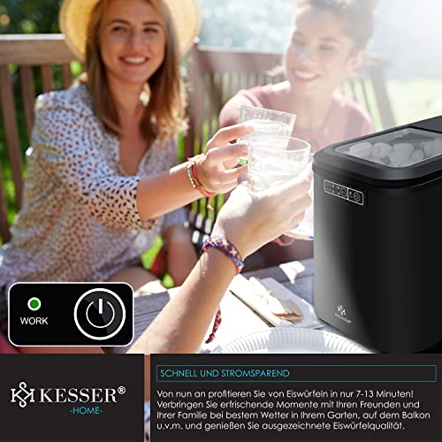 KESSER® Eiswürfelbereiter | Eiswürfelmaschine Edelstahl | Ice Maker | 12 in 24h | Zubereitung in 7 min | 2,2 Liter Wassertank | 2 Eiswürfel-Größen | LED-Display | Selbstreinigungsfunktion mit Zubehör – Bild 4