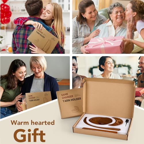 uloi crochet yarn holder - upgrade with crochet accessories storage attachment magnetic wooden yarn storage for knitting accessories perfect for crocheting and knitting projects walnut finish