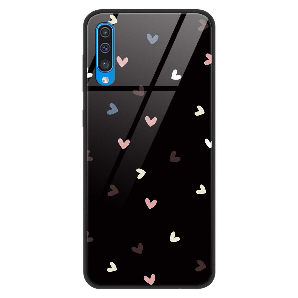 Zhuofan for Samsung Galaxy A50 Case, [Anti-Scratch] Shockproof Patterned  Tempered Glass Back Cover with Soft TPU Gel Silicone Bumper Phone Cases Skin