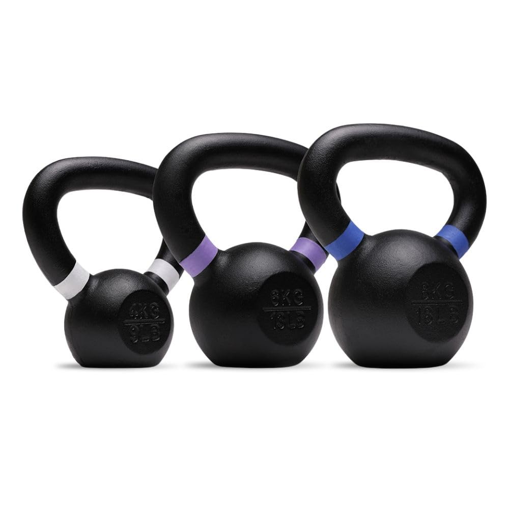 Northern Cast Iron Kettlebells Set 4kg, 6kg, 8kg - Weight Training Kettlebells for Home Gym, Fitness & Strength Training