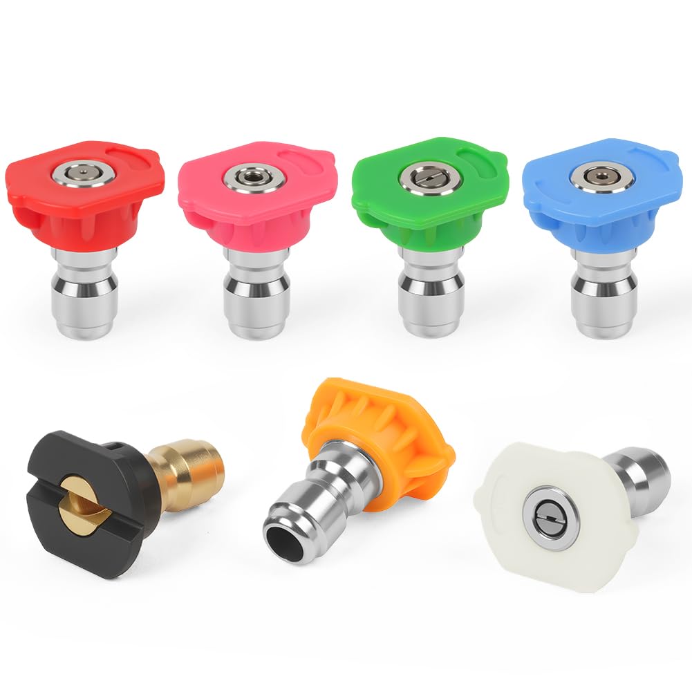 7 Piezas Puntas de Boquilla de Pulverización para Lavadora a Presión, Boquillas de Conexión Rápida de 1/4, Boquilla Giratoria Turbo para Limpieza de Automóviles y Jardinería