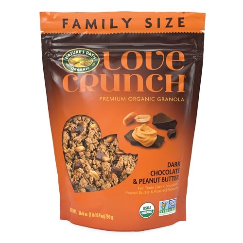 Love Crunch Organic Dark Chocolate & Peanut Butter Granola, 26.4 oz (Pack of 6), Non-GMO, Fair Trade, by Nature's Path