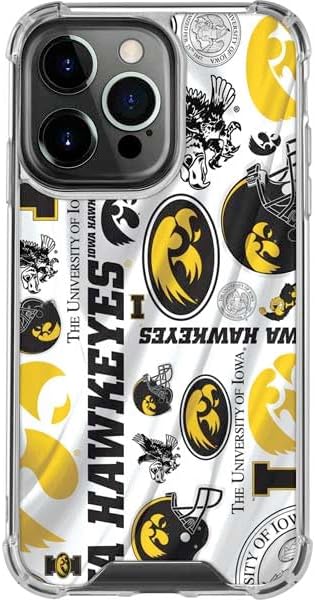Skinit Clear Phone Case Compatible with iPhone 16 Pro Max - Officially Licensed University of Iowa Hawkeyes Pattern Design