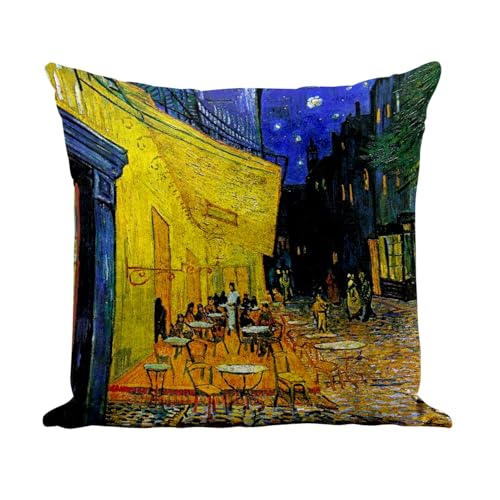 Coussin Van Gogh Terrasse du café au design similicuir blanc - 2