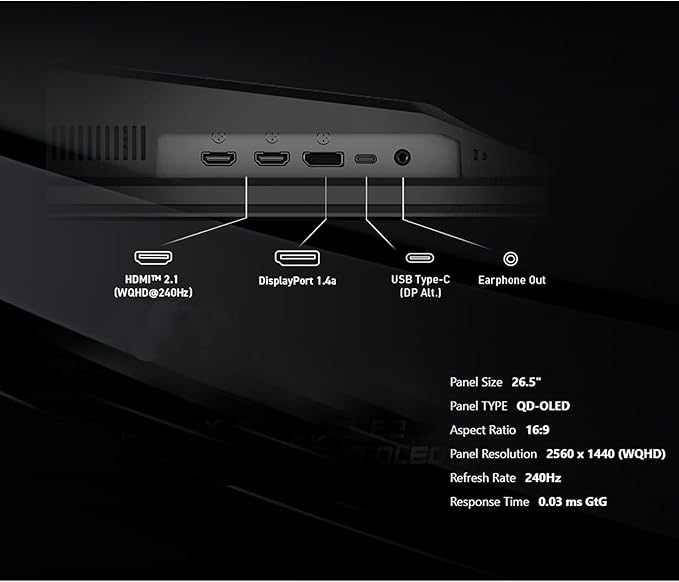 Monitor Gaming 27" QHD 240Hz OLED con HDR 400 y Soporte Ergonómico miniatura 6