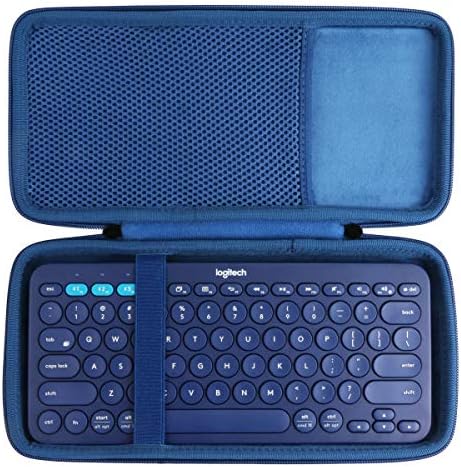 Khanka Hard Travel Case For Logitech K380 Multi-Device Bluetooth Keyboard.(Black/Blue)