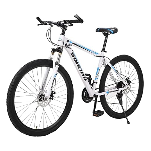 TANGNADE 29 Inch Mountain Bike, 21 Speed Bicycle Steel Frame MTB Front Suspension Disc Brake Bicycle Men or Women Lightweight MTB for Adult Student