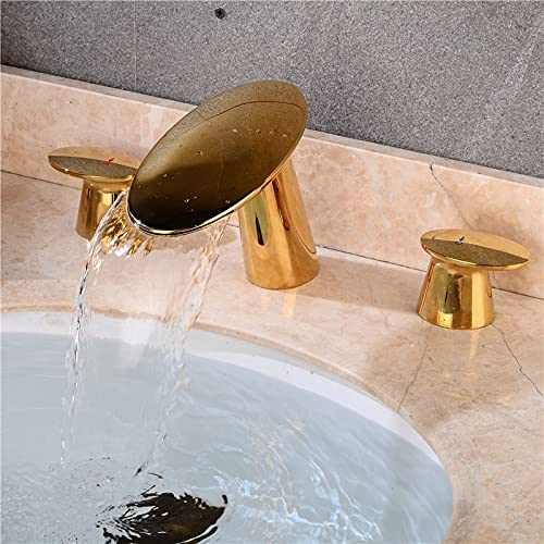 Robinet lavabo 3 trous or pour une salle de bains moderne