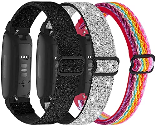 Nigaee 3 Pack Elastic Nylon Bands Compatible with Fitbit Inspire 3/2/HR, Adjustable Breathable Replacement Straps Soft Nylon Loop Wristbands for Women Men by Nigaee - Used condition - US$8.90