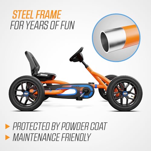 Berg Toys Buddy B-Orange Pedal Go Kart for Kids and Adults – Adjustable Ride On Toy for Ages 4-8 – Go Karts with BFR System, Adults Outdoor Pedal Car for Kids - Thumbnail 2