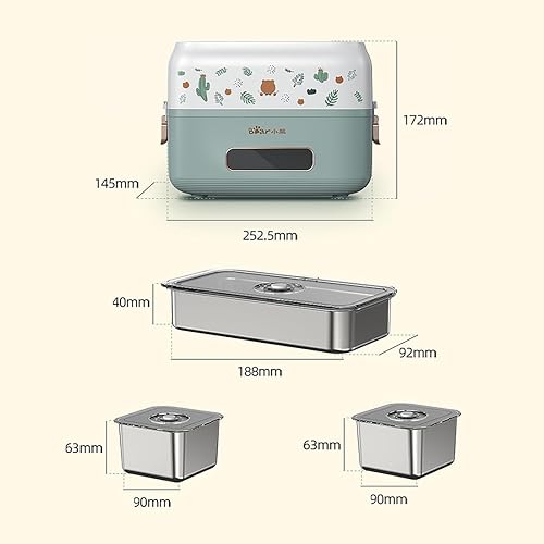 Miniatura 7 de Bear DFH-B15Q1 Fiambrera eléctrica con calefacción, multifuncional, mantiene el calor, a prueba de fugas y frescura, verde, 1.5 L