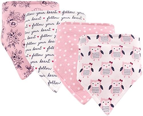 Hudson Baby Unisex Baby Cotton Bandana Bibs, Owl, One Size