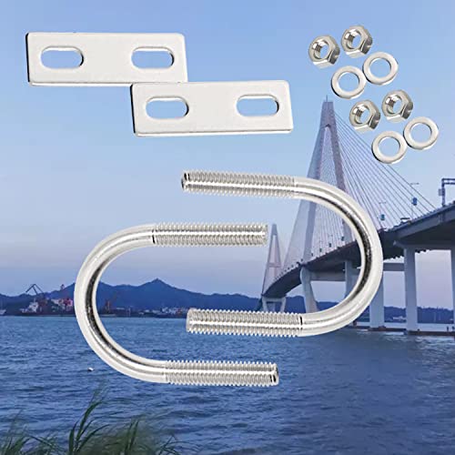 Image of Round U-Bolts 27mm 1.06 inch M6 Inner Width 304 Stainless Steel Self-Locking Nylon Insert Hex Nuts Flat Washers Lock Plate for Car /Motorhome /Sailing Trailer Replacement Part and Accessorie 4Pcs