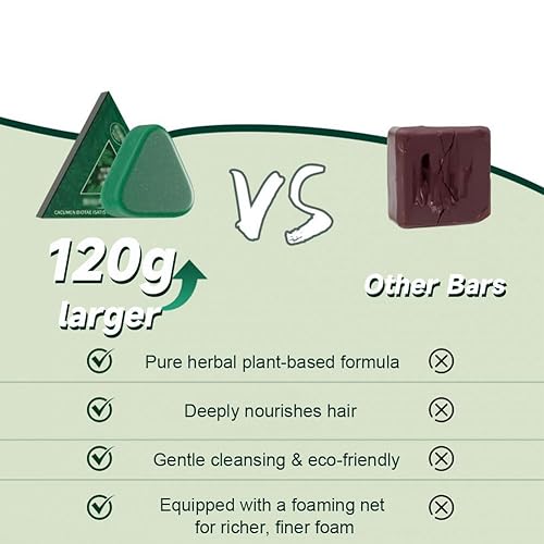 Miniatura 4 de Nature Triangle - Barra de champú natural, jabón sólido a base de plantas, hecho a mano, hojas de ciprés verde, barra de jabón a base de hierbas,