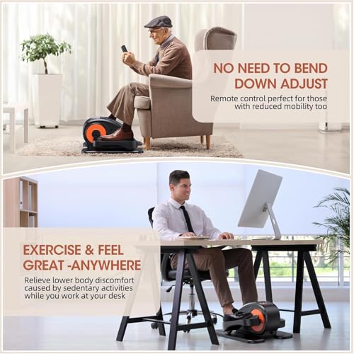 Image of Under Desk Elliptical Machine, 2-in-1 Electric Leg Exerciser for Seniors, Quiet & Compact Pedal Exerciser with Remote, 12 Speed Elliptical Exercise Machine for Home Office