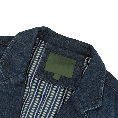 YOUTHUP Blazer Homme Nouveau Casual Veste en Jean Denim Loose Costume Affaires Blazer Veste Manteaux Mens Cowboy Suit Jacket Coat, Bleu Foncé, L - Image 6