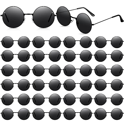 Kanayu 24 Pair Hippie Sunglasses Vintage 70s Circle Sunglasses for Women Men Hippie Party Decorations Retro Round Sun Glasses