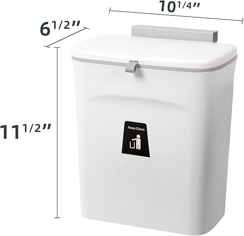 Miniatura 3 de PILITO - Papelera con tapa 24 galones pequeño bajo el fregadero para baño cocina de RV papelera contador de pared cubo de basura de plástico blanco