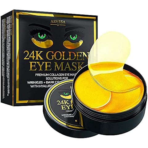 Under Eye Patches - 24K Gold Under Eye Mask for Puffy Eyes, Dark Circles, Eye Bags, Wrinkles, Puffiness with Collagen - Anti Aging Skincare Eye Patch Treatment Masks - Hydrating Under Eye Gel Pads Cover