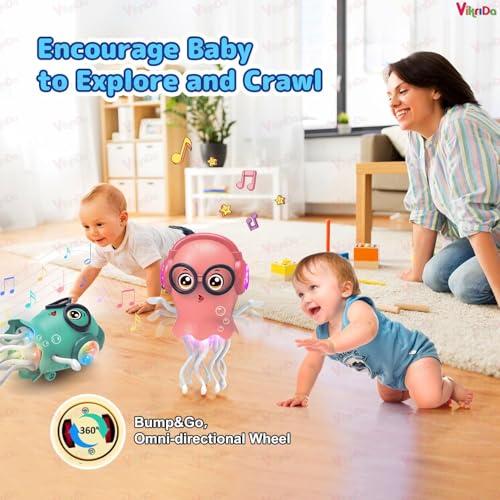 Image of Vikrida Magic Dancing Jellydancer Baby Toy - Crawling Musical Tummy Time Toy for Kids | Interactive Sensory & Fidget Toy with Music & Lights | Fun Birthday Gift for Boys & Girls 3-8 Years