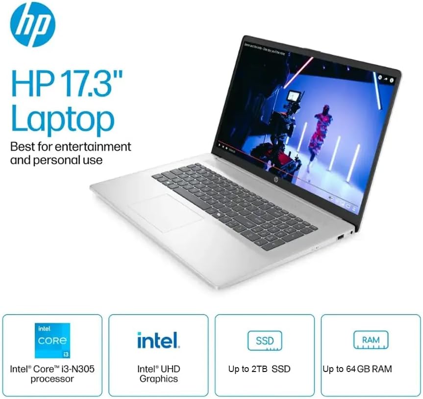 HP Flagship 17inch Laptop Computer - w/Office Lifetime, 17.3" HD+ 250 Nits IPS Display, Intel 8-Core i3 N305 CPU, Fast Charge, Wifi6, Win 11 Pro, for Business and Students (16GB RAM | 512GB SSD) image 4