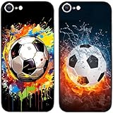 Generisch 2 Stück Bunte Fußball Musterdruck Langlebig abbaubar TPU Gel Silikon Dünn Handy Hülle Schutz Case Cover Für Smartphones (for iPhone 6 Plus / 6S Plus)