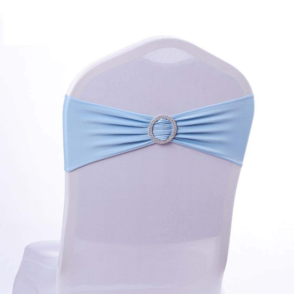 IEventStar Stretch Chair Bows With Buckle Slider Chair Bow Wedding Chairs Decorations (Navy, 10