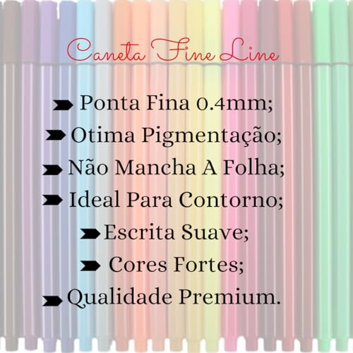 Kit Caneta Fine Line Cores Ponta Fina 0.4mm Tinta Kit 24 Cores Caneta Colorida Ponta Fina 0.4 Cores