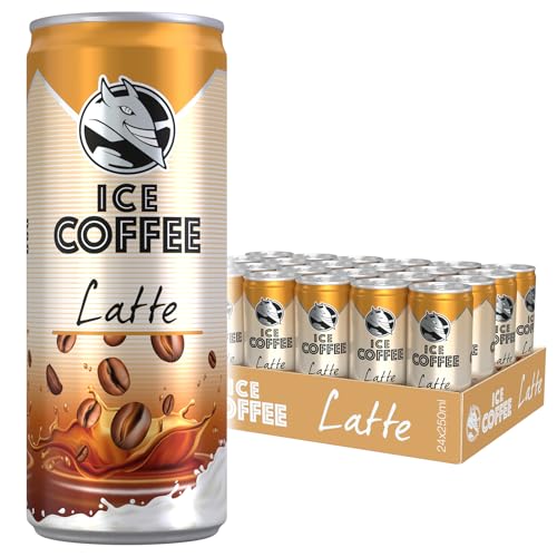 HELL Ice Coffee Latte | 24 x 250ml Cans Multipack | 40mg/100ml Caffeine | Contains Real Arabica & Robusta Coffee Bean Extracts | 75% UHT Milk | Preservative Free | Iced Coffee | Ready To Drink
