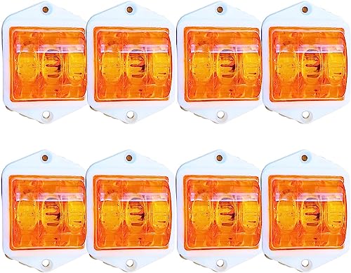 APSMOTIV 24V LED Clearance Lights Amber Color for Trucks Trailer RV Universal Fitment Outline Clearance Marker Light Set of 8 Pieces